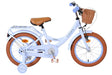 Kinderfahrrad in Weiß mit braunen Reifen und Korb vorne