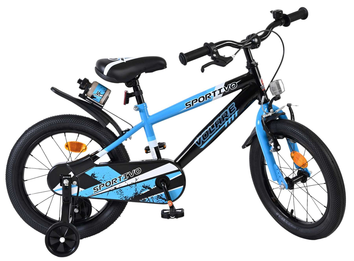 Volare Sportivo Kinderfahrrad - Jungen - 16 Zoll - Blau Schwarz