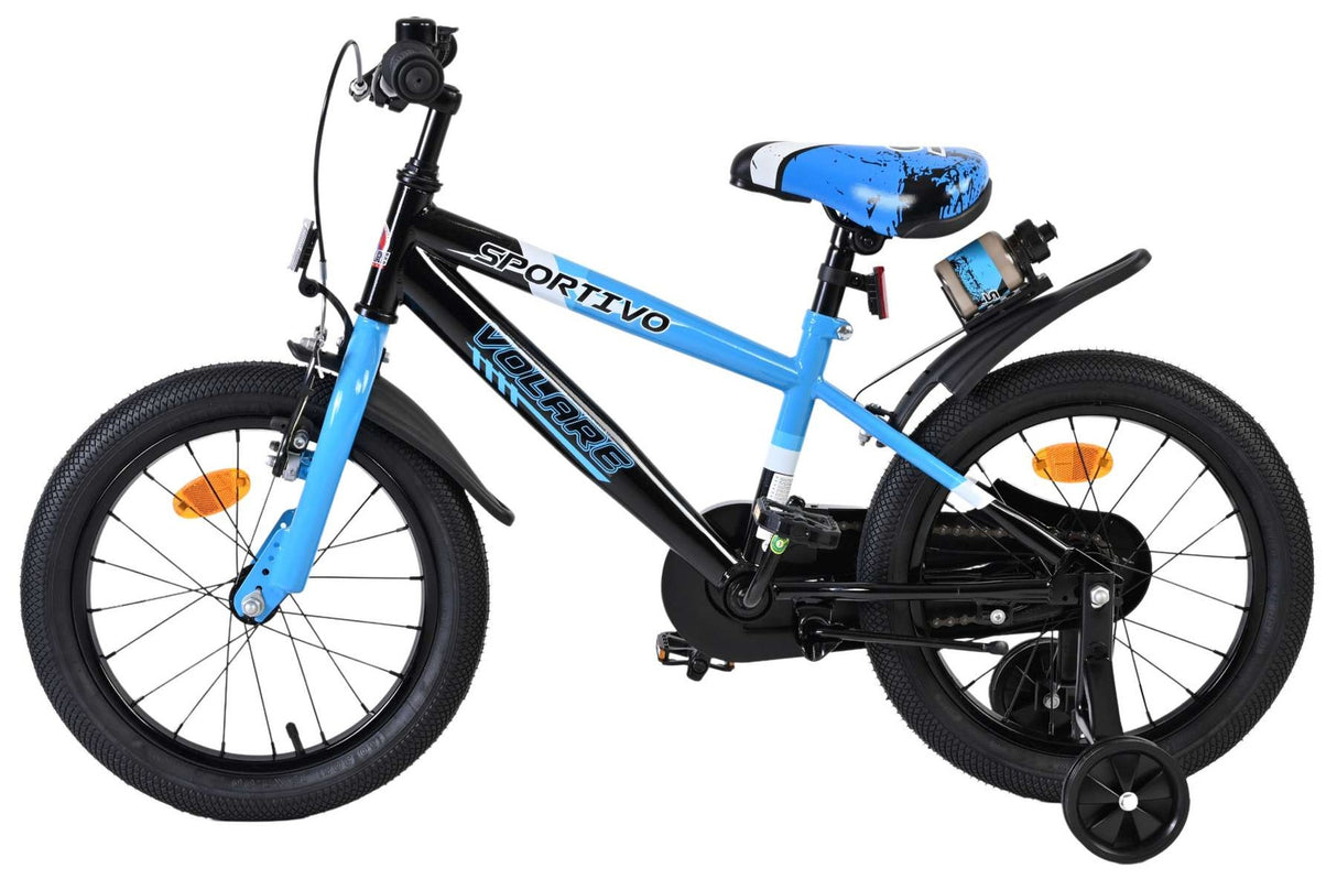 Volare Sportivo Kinderfahrrad - Jungen - 16 Zoll - Blau Schwarz
