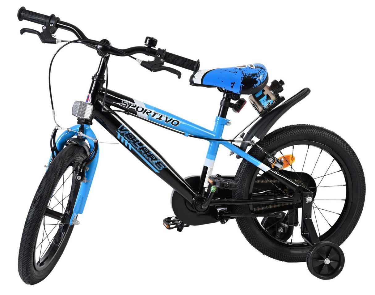Volare Sportivo Kinderfahrrad - Jungen - 16 Zoll - Blau Schwarz - Zwei Handbremsen