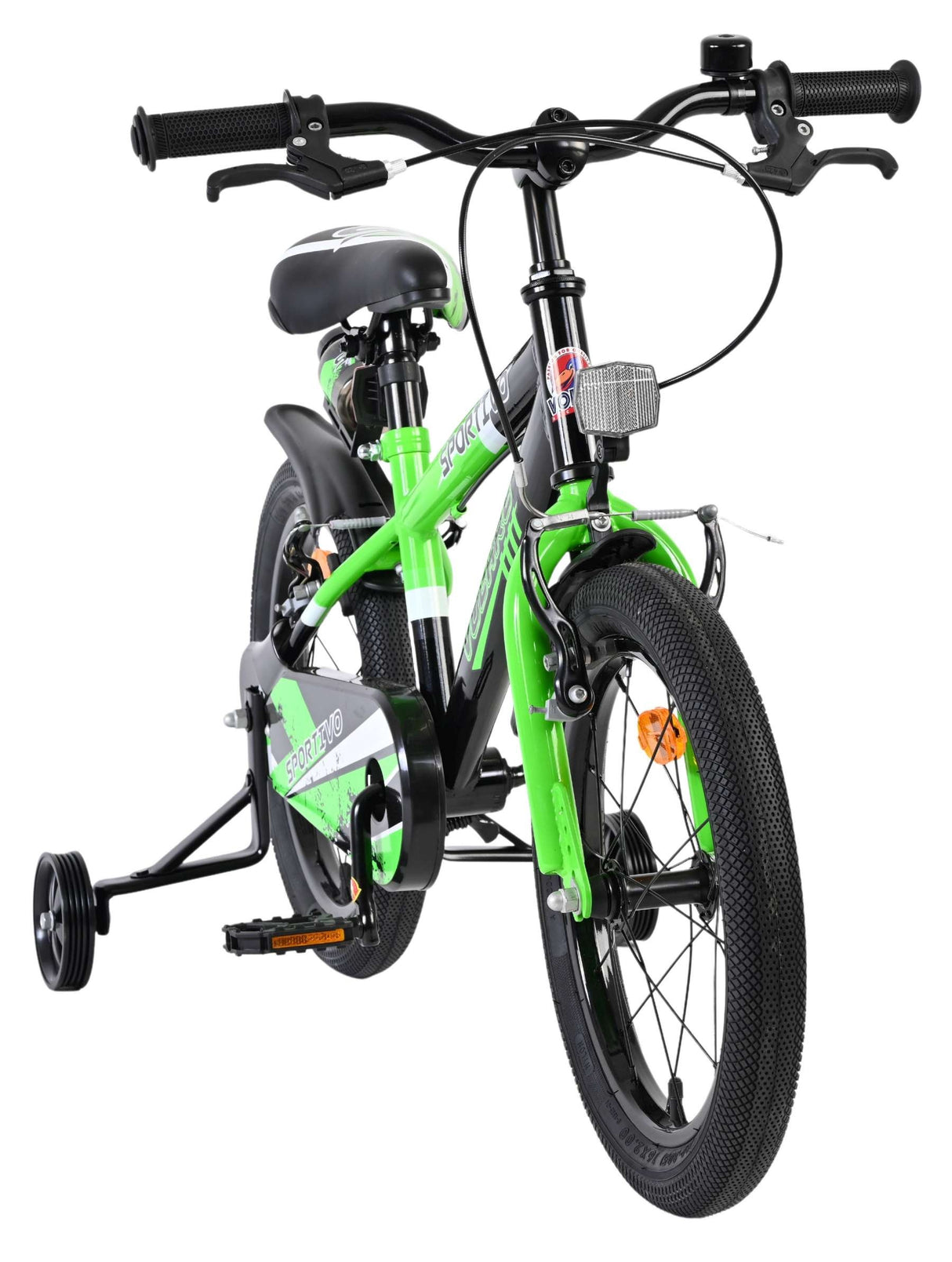 Volare Sportivo Kinderfahrrad - Jungen - 16 Zoll - Grün Schwarz - Zwei Handbremsen