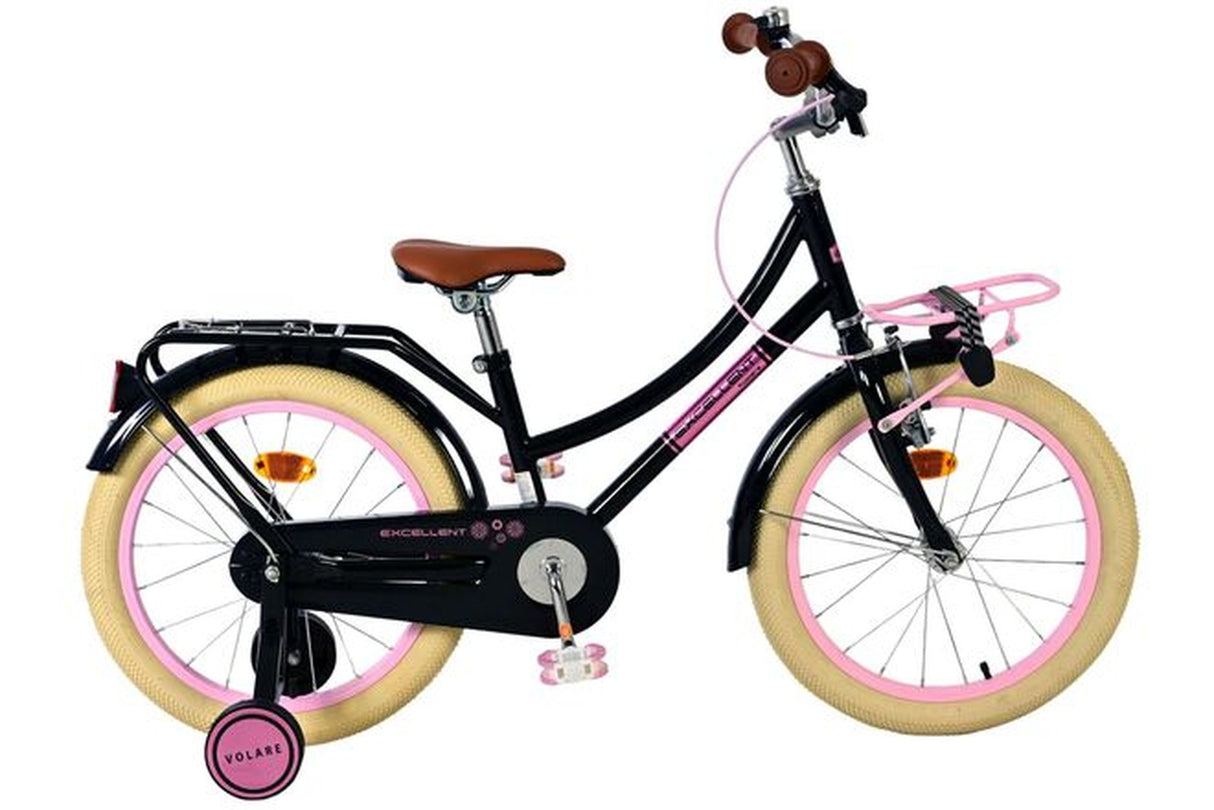Volare Excellent Kinderfahrrad - Mädchen - 18 Zoll - Schwarz - 95 % zusammengebaut