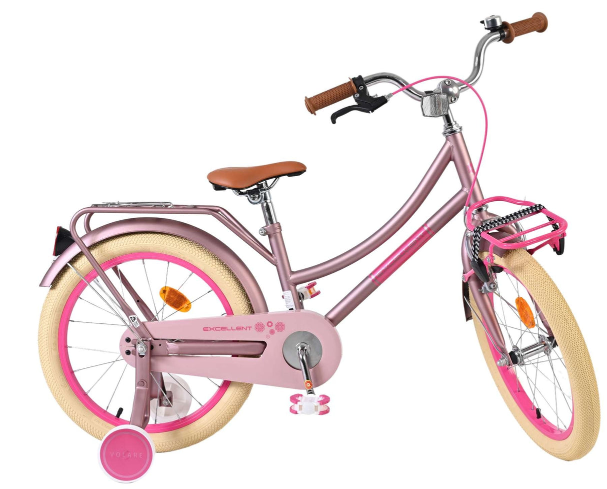 Volare Excellent Kinderfahrrad - Mädchen - 18 Zoll - Mattrosa
