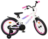Kinderfahrrad in Weiß mit pinken Akzenten und Stützrädern