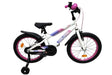 Kinderfahrrad in Weiß mit pinken Akzenten und Stützrädern