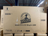 Kartonverpackung für Fahrräder mit Logo und Gewichtsinformationen