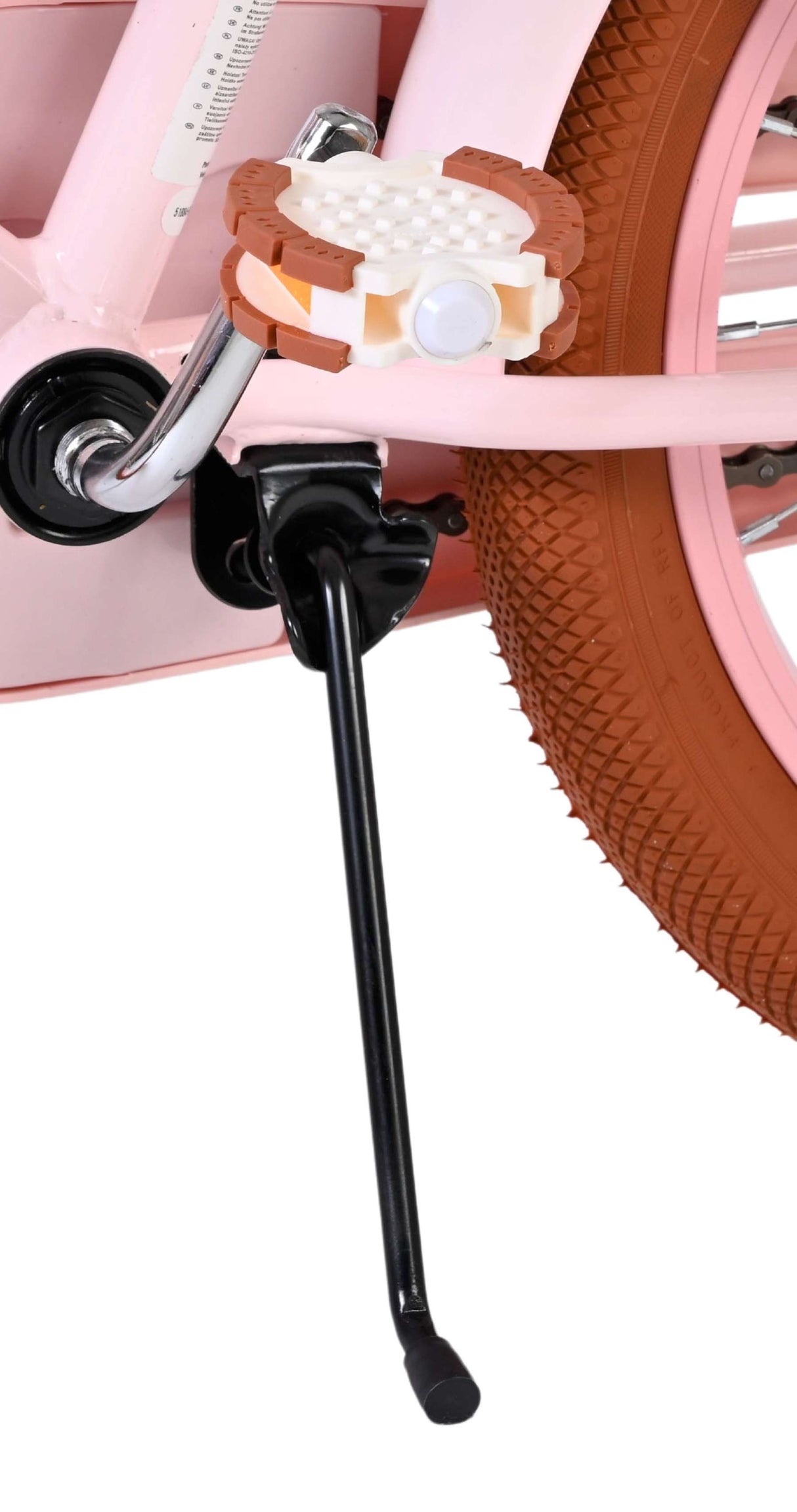 Fahrradständer mit Pedal und Reifen in Rosa und Braun