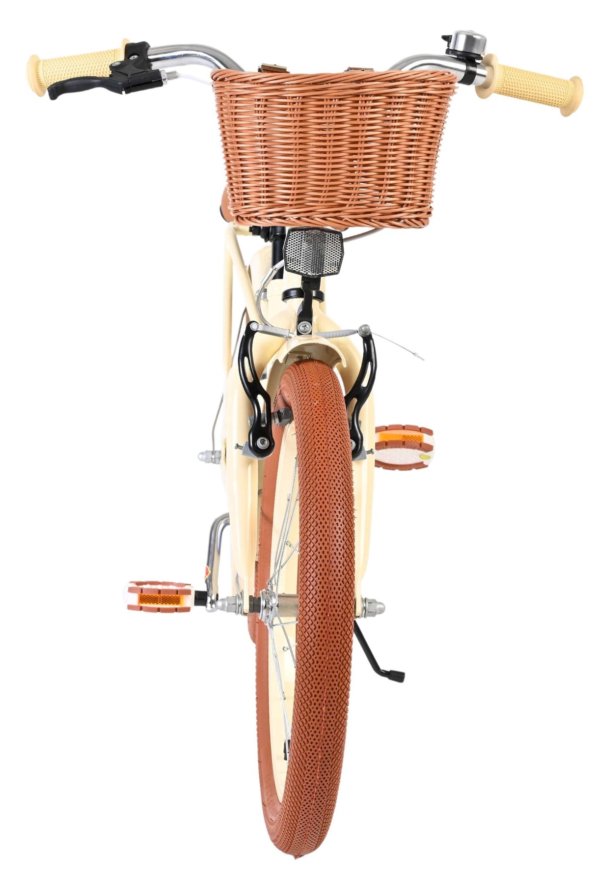 Volare Ashley Kinderfahrrad Mädchen 18 Zoll Creme mit Korb, Gepäckträger und Reflektoren