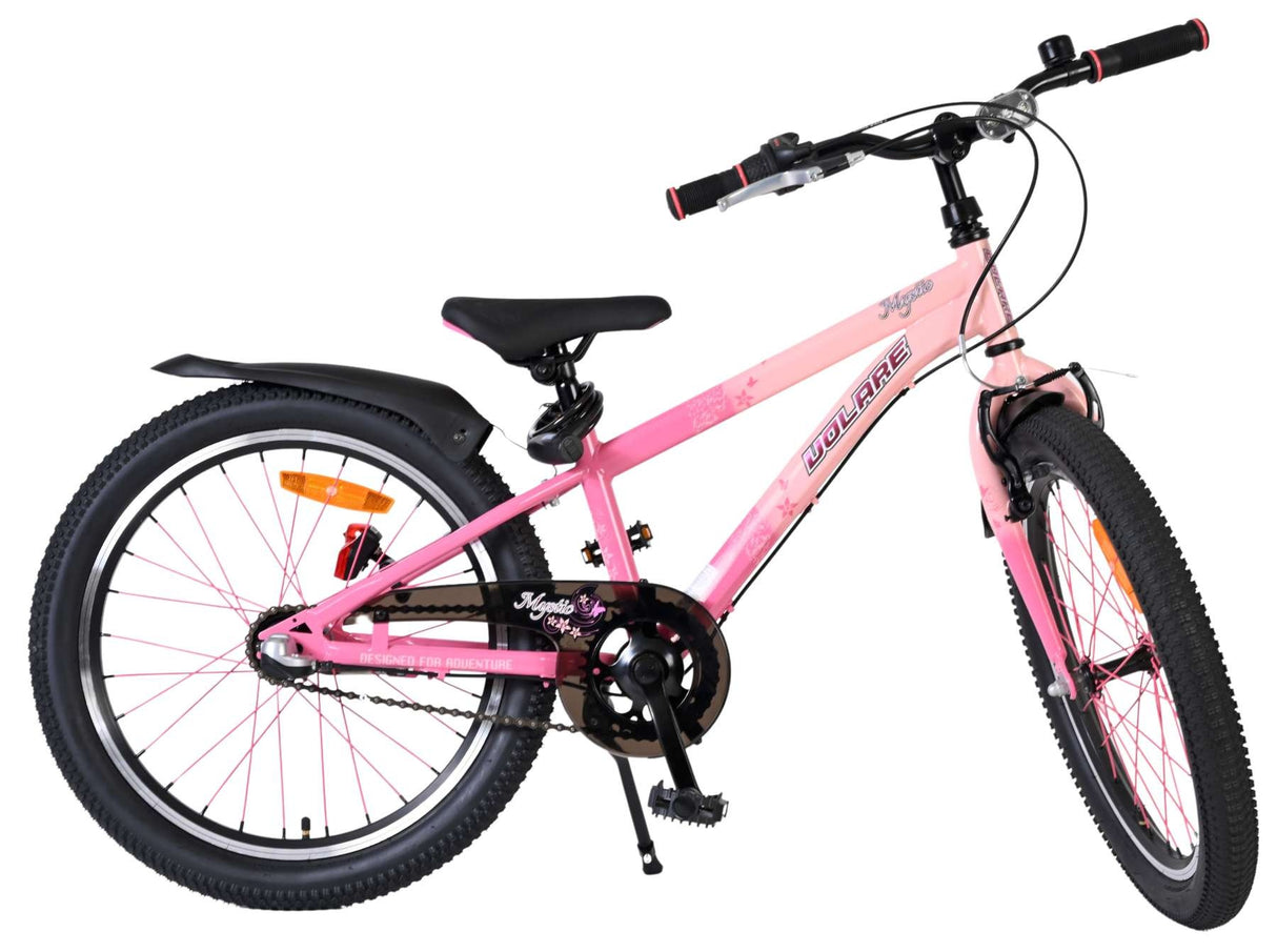 Rosa Kinderfahrrad mit 20-Zoll-Rädern und schwarzer Ausstattung