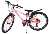 Rosa Mountainbike mit schwarzem Sattel und Reifen, sportliches Design