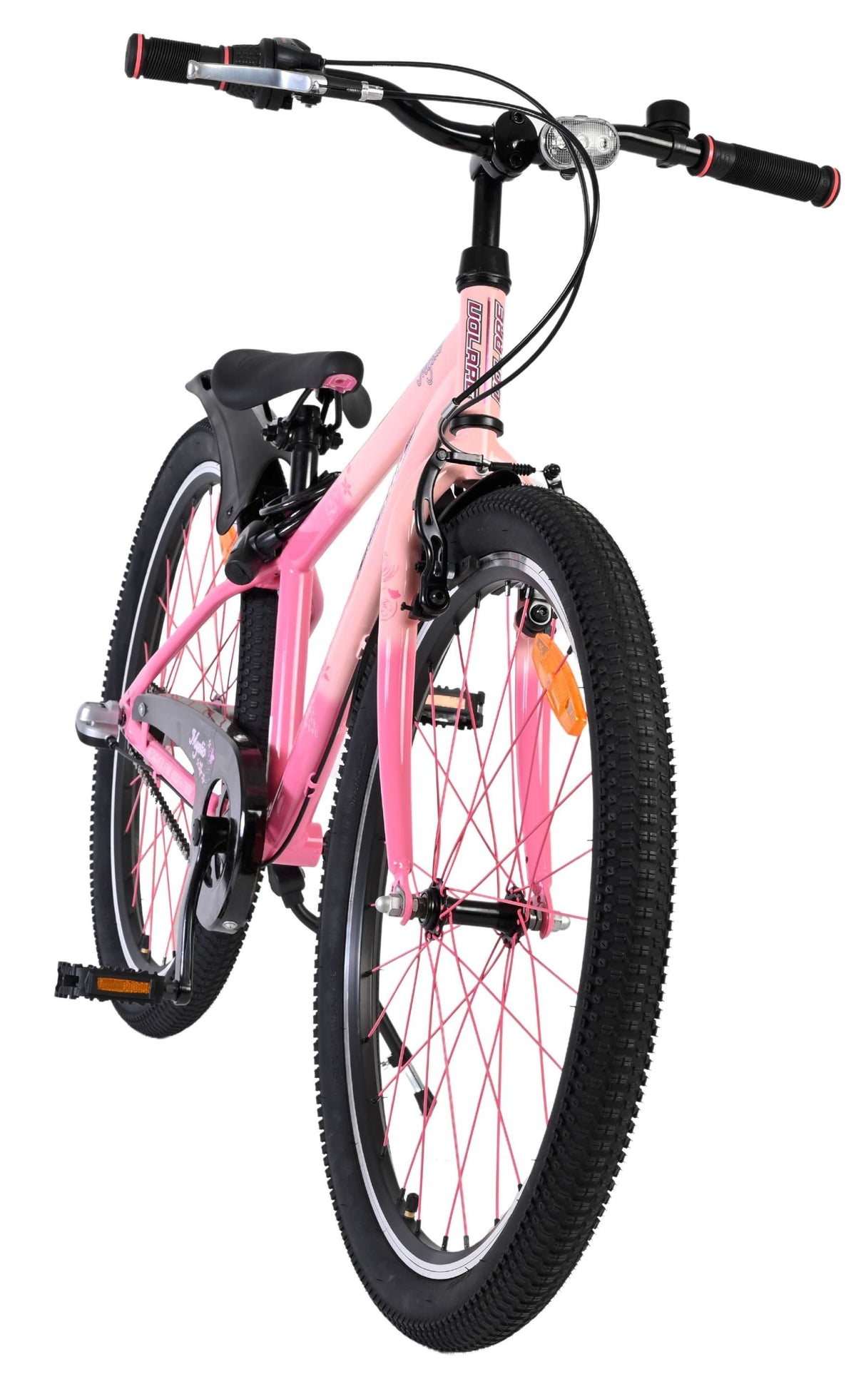 Pinkes Kinderfahrrad mit breiten Reifen und sportlichem Design