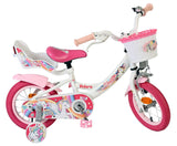 Volare Unicorn Kinderfahrrad – Mädchen – 12 Zoll – Weiß – mit Stützrädern, Korb, Puppensitz und Rücktrittbremse