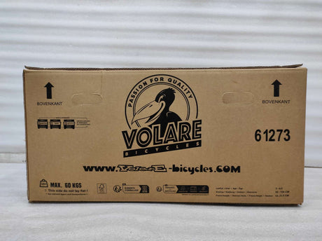 Kartonverpackung für ein Fahrrad, mit Aufdruck und Gewichtshinweis