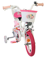 Kinderfahrrad in Pink mit Einhorn-Motiv und Korb vorne