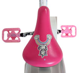 Rosa Fahrradsattel mit Einhorn-Design und Regenbogenmotiv