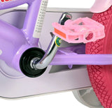 Lila Fahrrad mit pinkem Pedal und schwarzem Tretlager