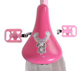 Rosa Kinderscooter mit buntem Einhorn-Motiv auf dem Sitz