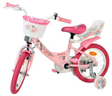 Rosa Kinderfahrrad mit Korb, Einhorn-Motiv und stabilen Reifen