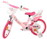 Rosa Kinderfahrrad mit Korb und Einhorn-Motiv, 16 Zoll Räder