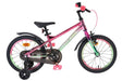 Rosa Kinderfahrrad mit Stützrädern und bunten Akzenten