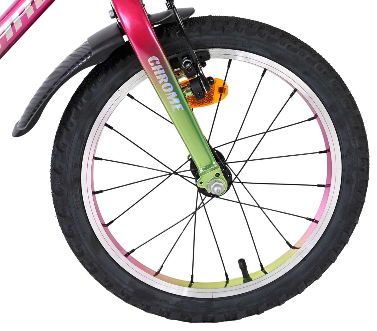 Volare Chrome Kinderfahrrad 16 Zoll Rosa-Grün mit zwei Handbremsen