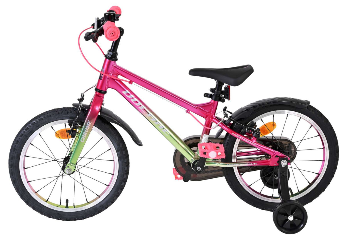 Volare Chrome Kinderfahrrad 16 Zoll Rosa-Grün mit zwei Handbremsen