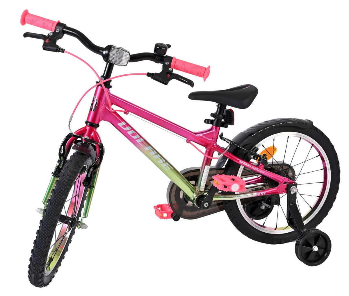 Volare Chrome Kinderfahrrad 16 Zoll Rosa-Grün mit zwei Handbremsen