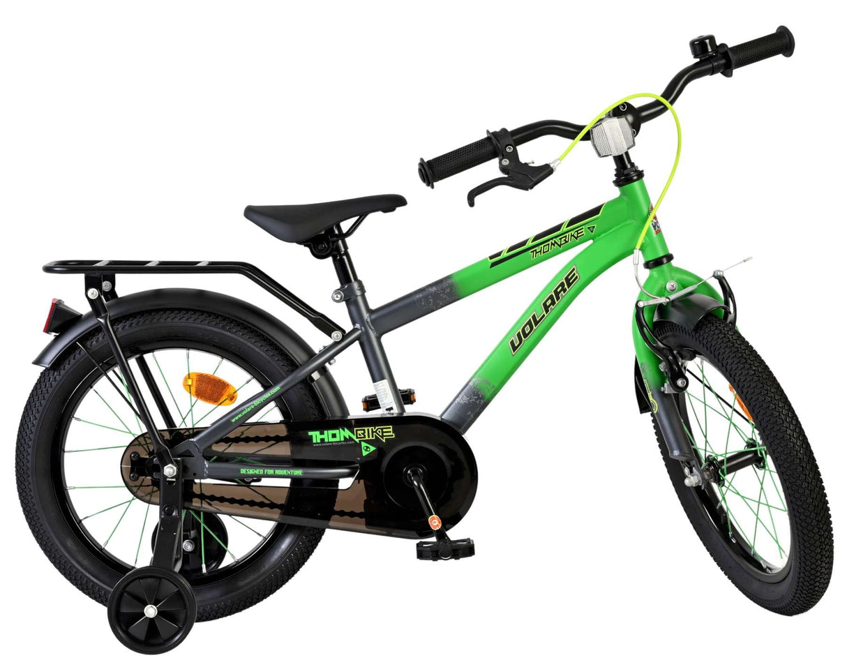 Kinderfahrrad in Grün und Schwarz mit zwei Rädern und Rücktrittbremse