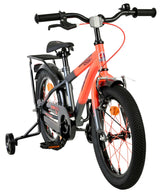 Kinderfahrrad in Orange und Schwarz mit Stützrädern und sportlichem Design