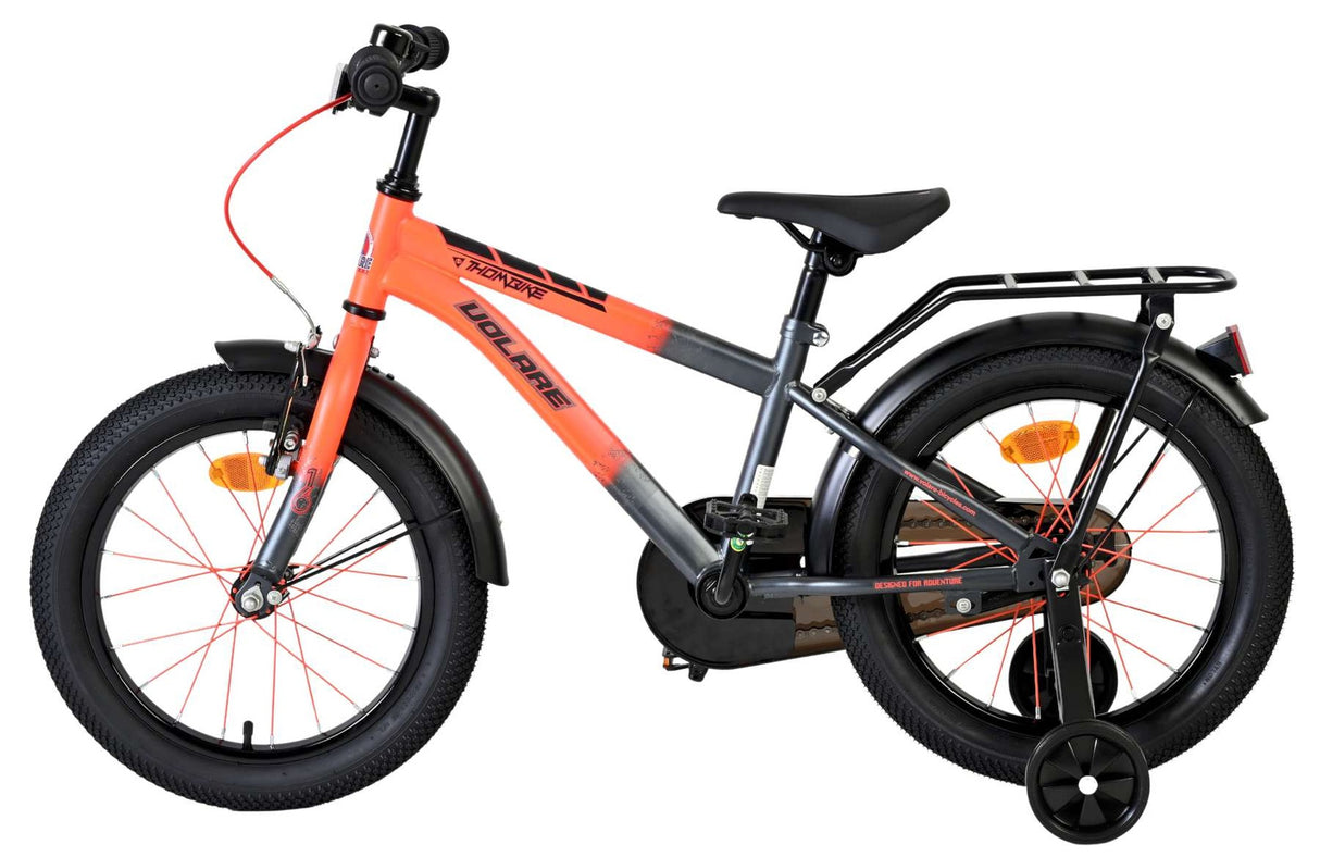 Kinderfahrrad mit orange-grauem Rahmen und stabilen Reifen
