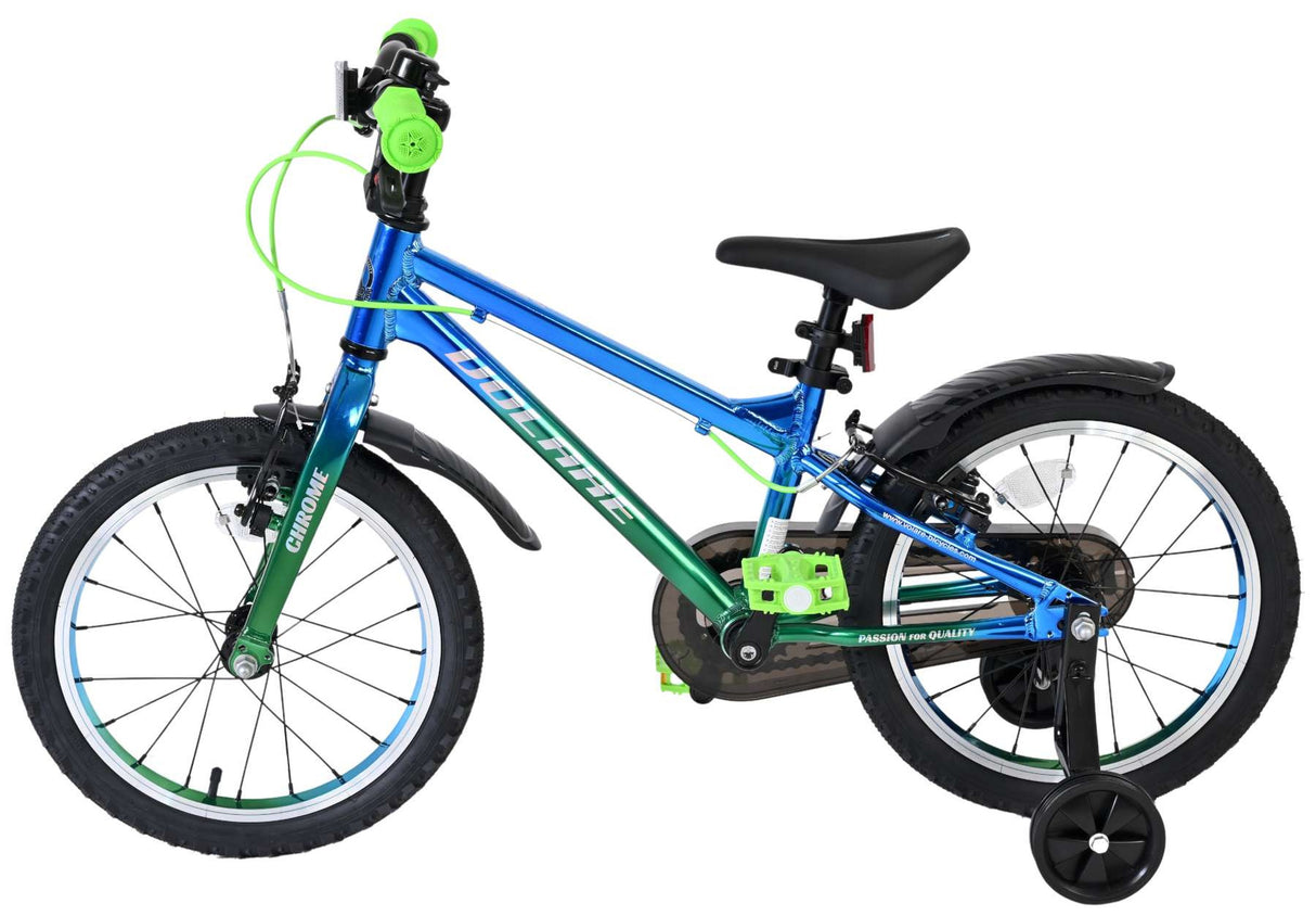 Volare Chrome 16-Zoll-Kinderfahrrad für Jungen in Blaugrün mit zwei Handbremsen