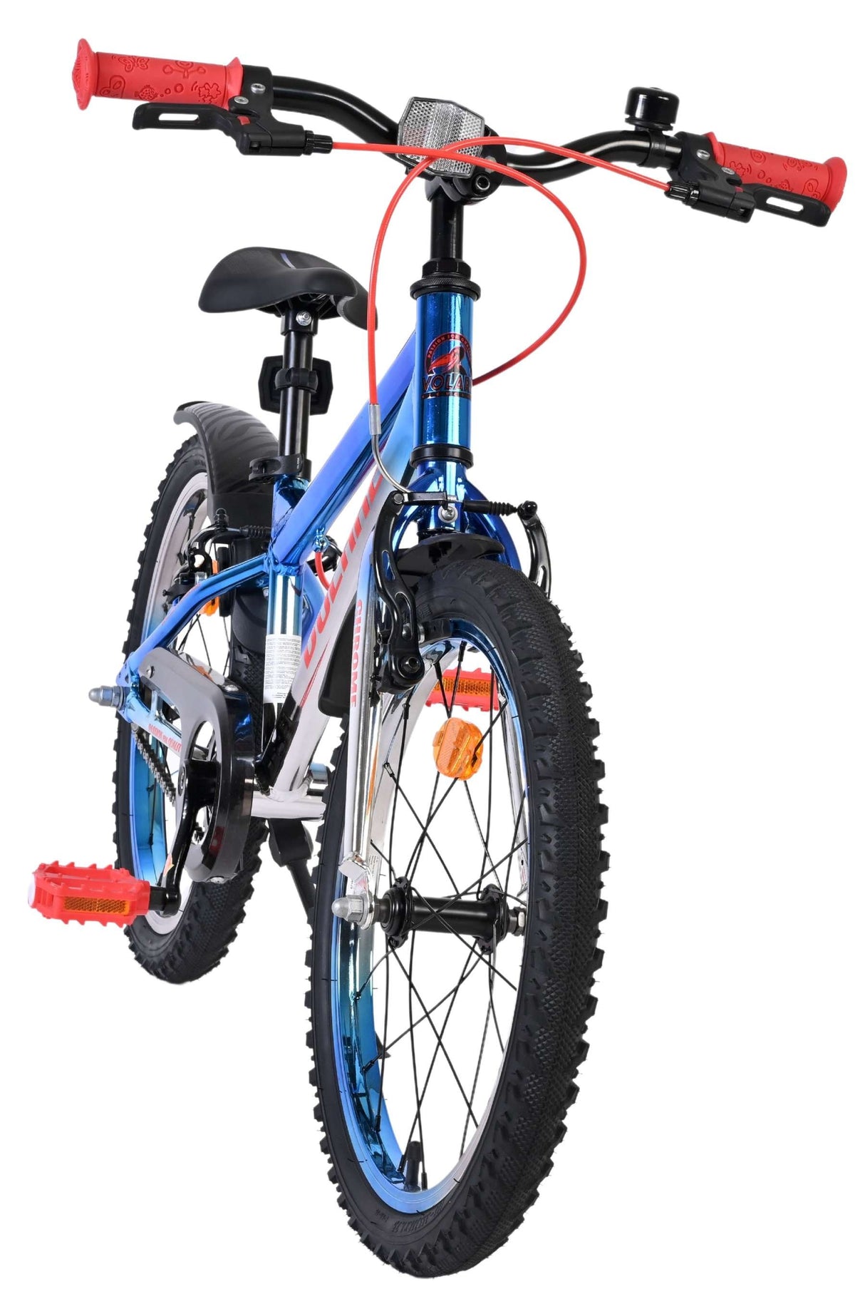 Jungenfahrrad mit blauer und roter Farbgestaltung, stabilen Reifen und gepolstertem Sattel