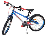 Blaues Kinderfahrrad mit roten Griffen und stabilen Reifen