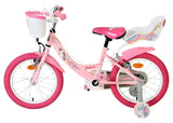 Rosa Kinderfahrrad mit Korb und Einhorn-Motiv, 16 Zoll Reifen