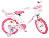 Kinderfahrrad in Pink mit Einhorn-Motiv und Korb vorne