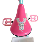 Rosa Fahrradsattel mit Einhorn-Design und Regenbogenmotiven