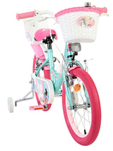 Volare Unicorn Kinderfahrrad 16 Zoll Grün mit Handbremsen und Stützrädern