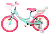 Volare Unicorn Kinderfahrrad 16 Zoll Grün mit Handbremsen und Stützrädern