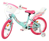 Volare Unicorn Kinderfahrrad 16 Zoll Grün mit Handbremsen und Stützrädern