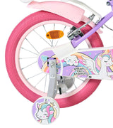 Volare Unicorn Kinderfahrrad 16 Zoll Lila mit Handbremsen und Stützrädern