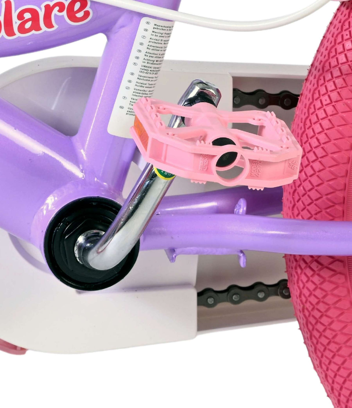 Volare Unicorn Kinderfahrrad 16 Zoll Lila mit Handbremsen und Stützrädern