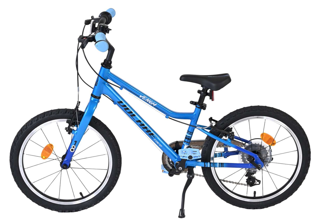 Blaues Kinderfahrrad mit 18 Zoll Rädern und Rücktrittbremse