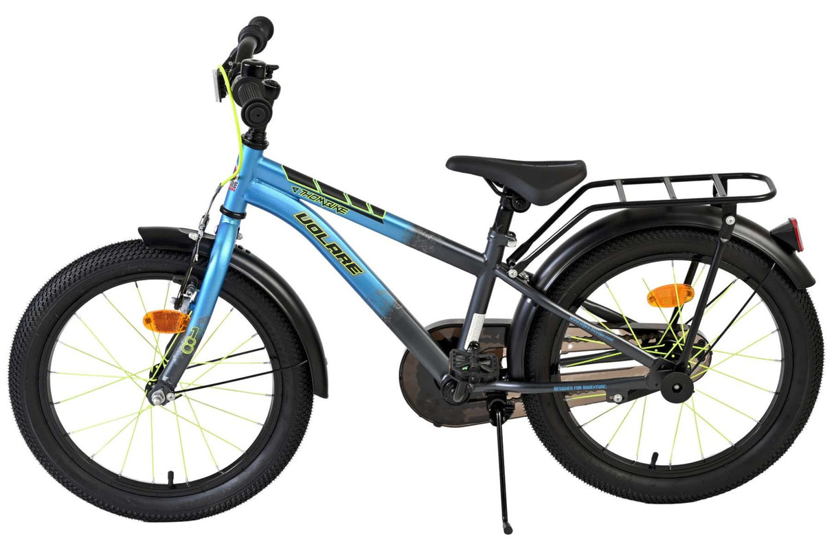Kinderfahrrad mit blauer und schwarzer Farbgestaltung und stabilen Reifen