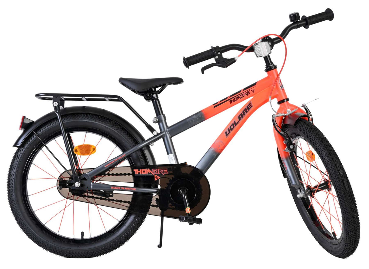 Fahrrad in Orange und Grau mit stabiler Bauweise und Rücktrittbremse