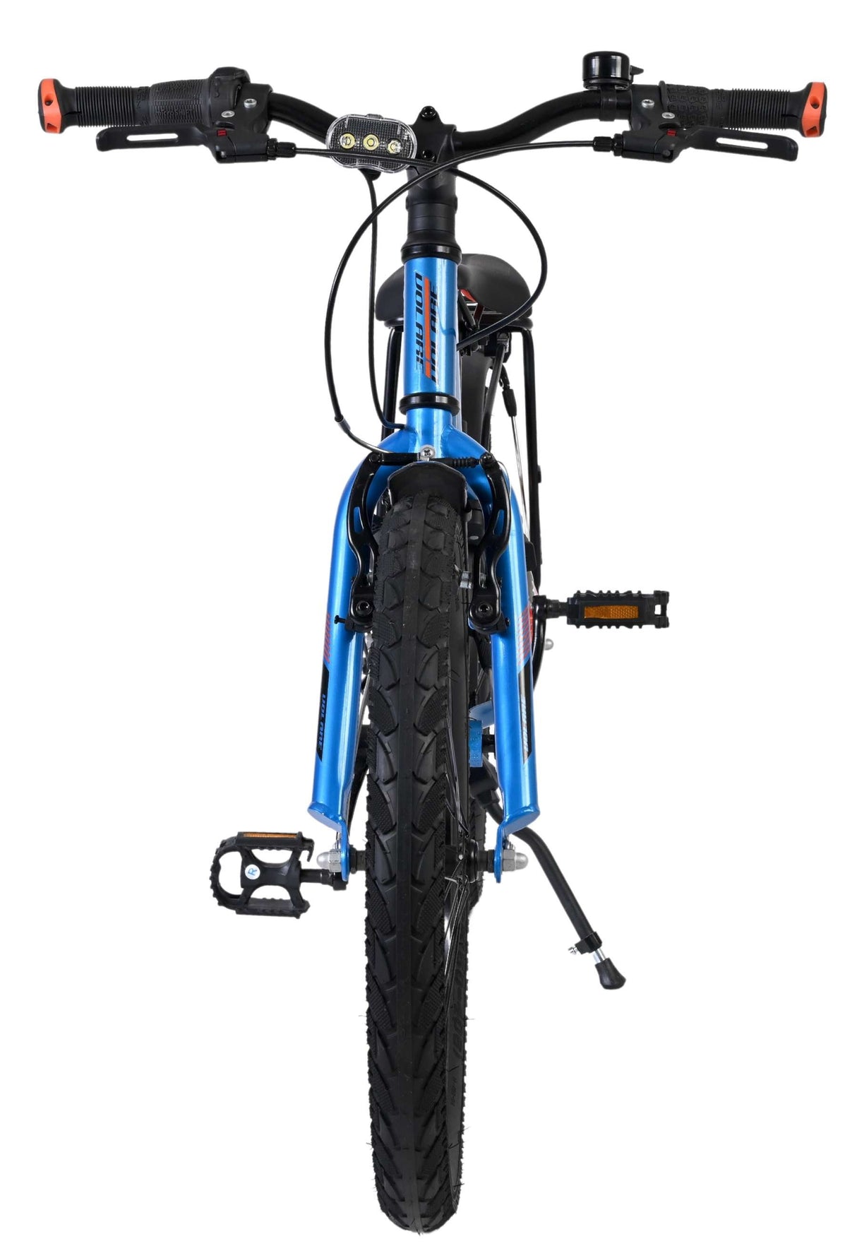Blaues Mountainbike mit robustem Reifen und sportlichem Lenkerdesign