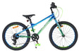 Blaues Kinderfahrrad mit grünen Akzenten und 20-Zoll-Rädern