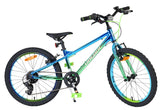 Blaues Kinderfahrrad mit grünen und schwarzen Akzenten, 20 Zoll Räder