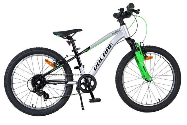 Kinderfahrrad mit grünen Akzenten, 20 Zoll Reifen, Shimano Schaltung