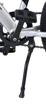 Fahrradständer aus Metall, schwarz, an einem Fahrradrahmen montiert