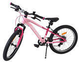 Rosa Mountainbike mit schwarzem Sattel und stabilen Reifen
